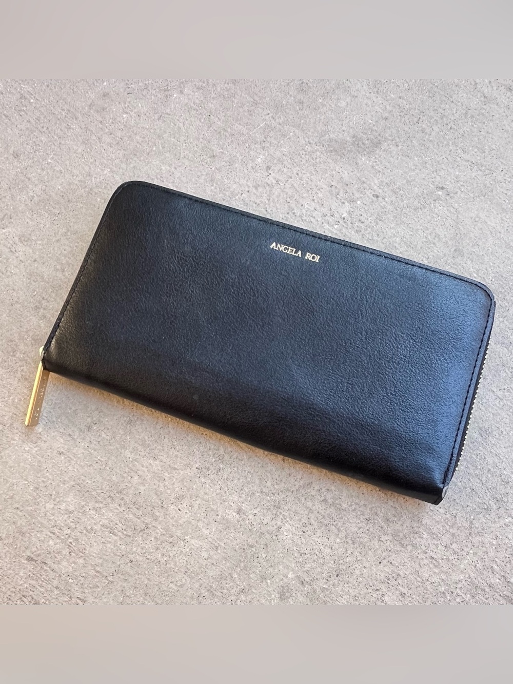 Angela Roi black zip wallet